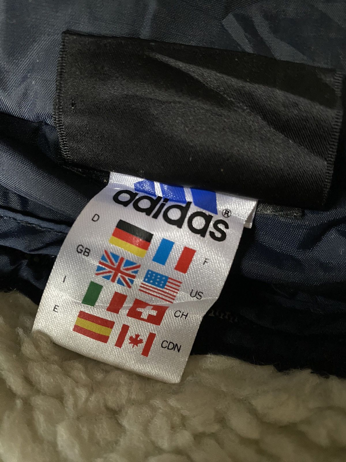 Vintage Vintage Adidas big logo sherpa Dark Blue Long Jackets Size US M / EU 48-50 / 2 - 8 Thumbnail