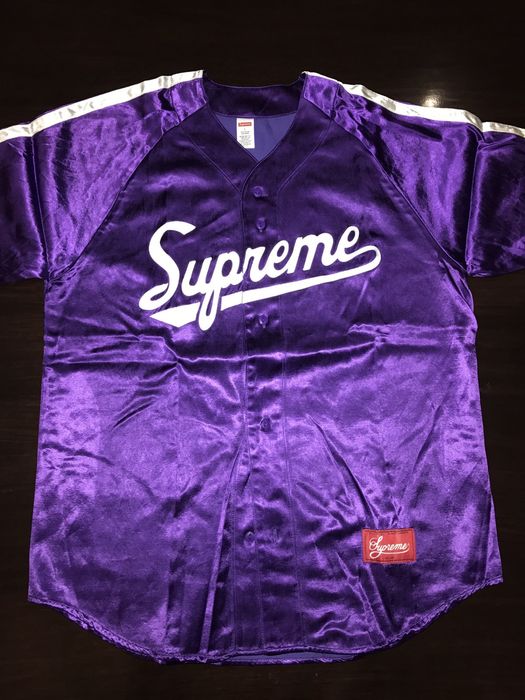 Supreme Satin Baseball Jersey Purple Men's - SS17 - US