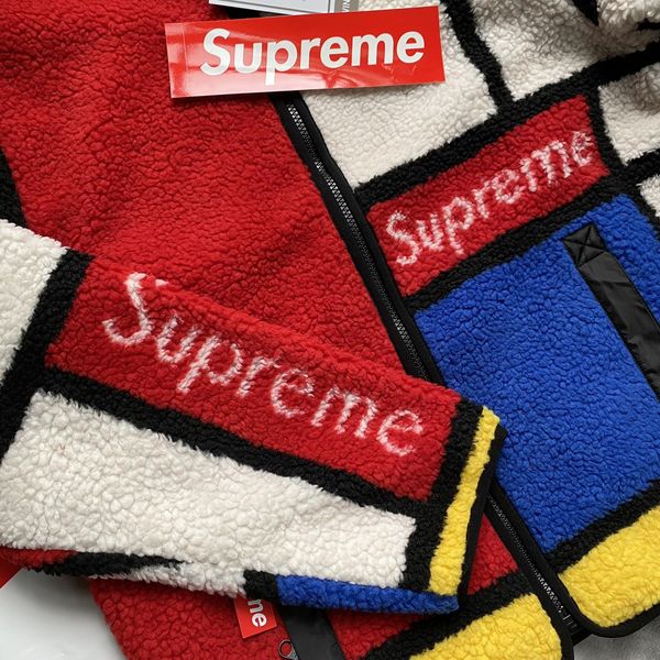 Supreme Supreme Reversible Colorblocked Fleece Jacket Red | Grailed