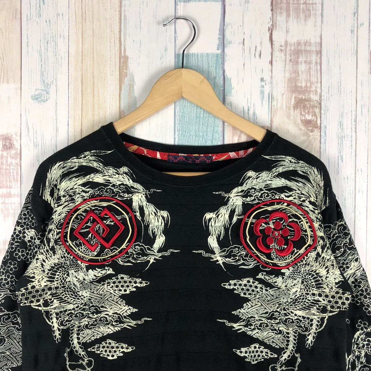 Japanese Brand Vintage Sukajan Phoenix Bird Overprint Longsleeve Size US M / EU 48-50 / 2 - 3 Thumbnail