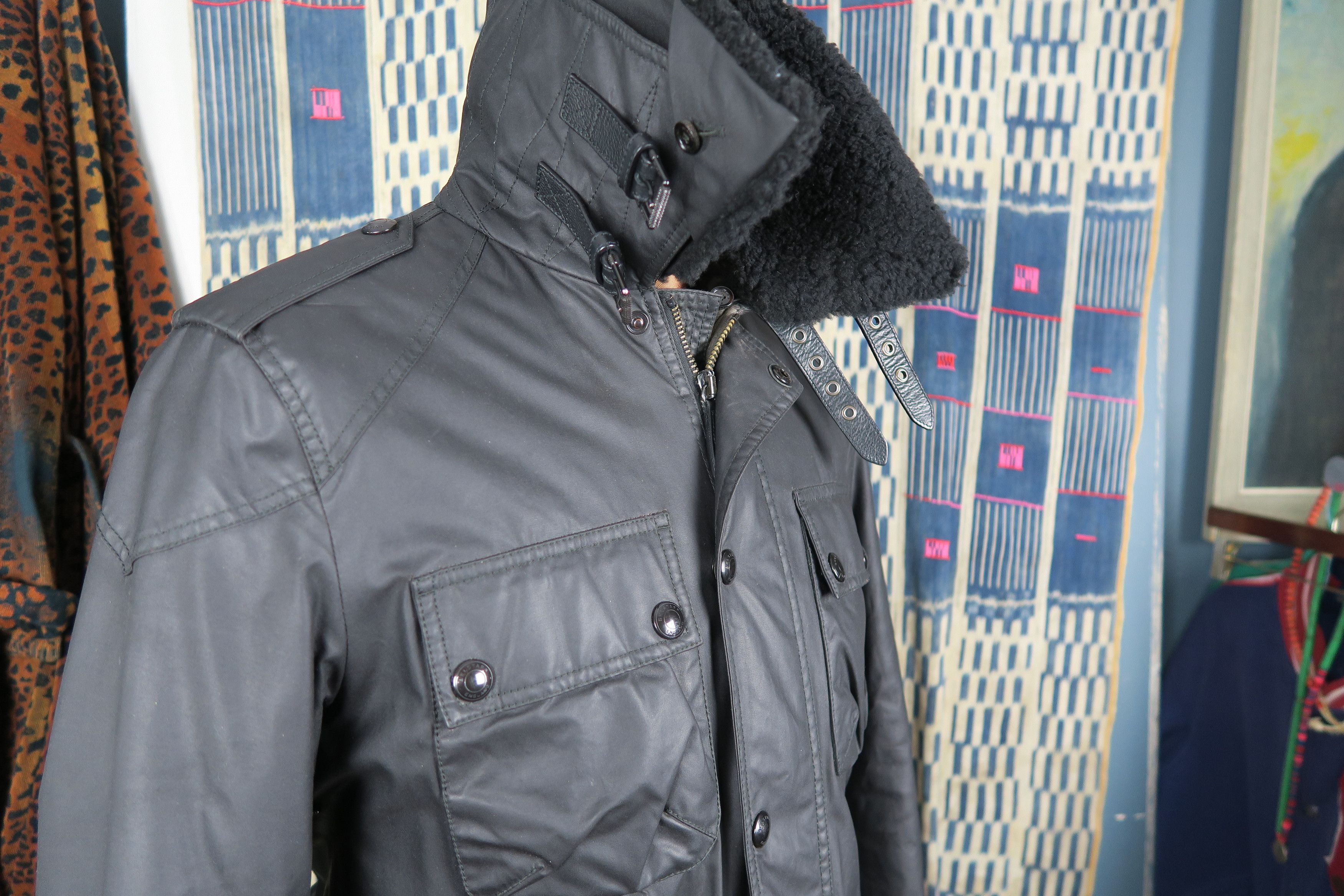 Belstaff Shearling Trimmed Waxed Cotton Belted Coat Size US M / EU 48-50 / 2 - 3 Thumbnail
