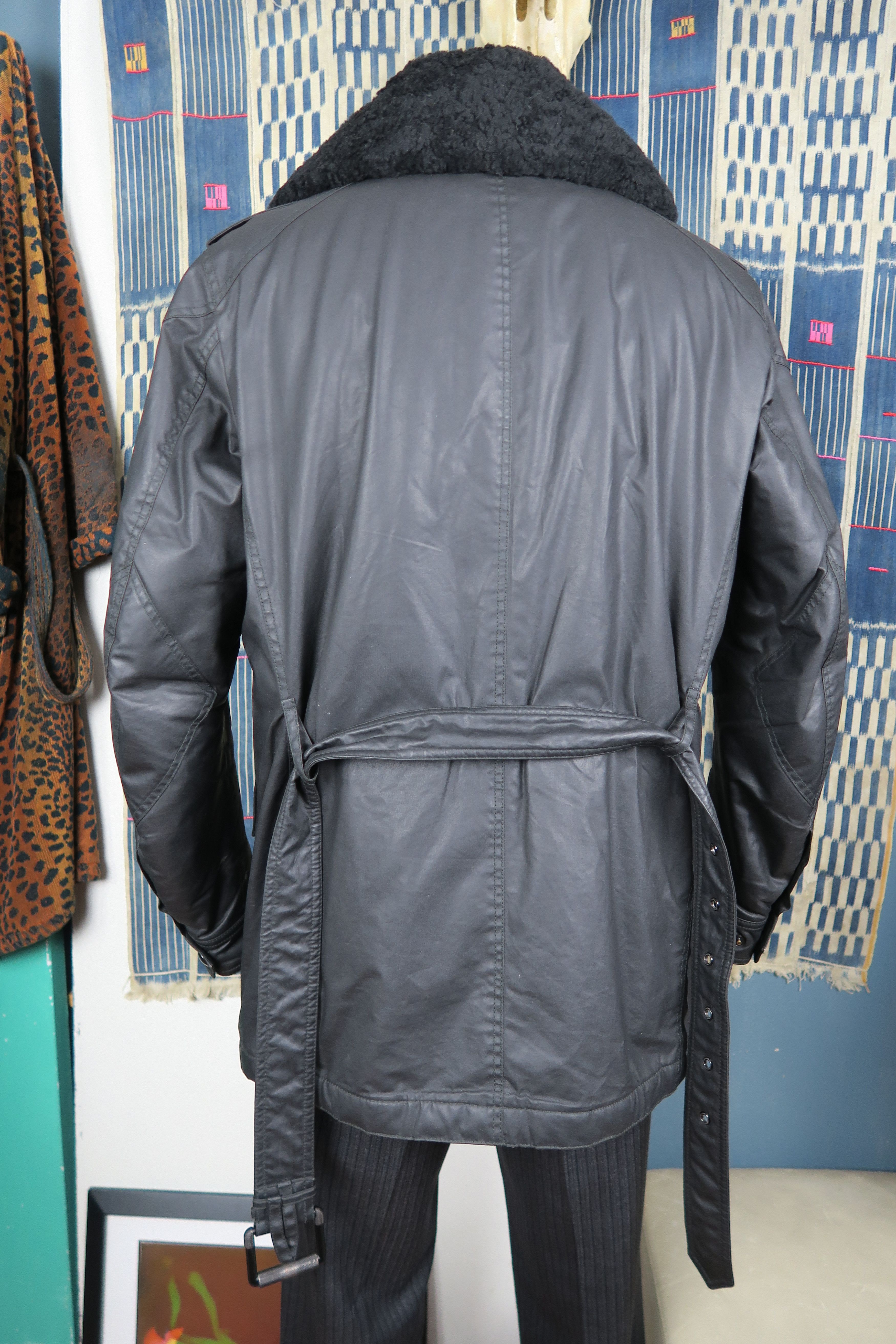 Belstaff Shearling Trimmed Waxed Cotton Belted Coat Size US M / EU 48-50 / 2 - 5 Thumbnail