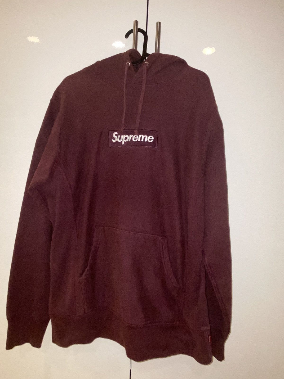 Supreme burgundy box logo hoodie Tops