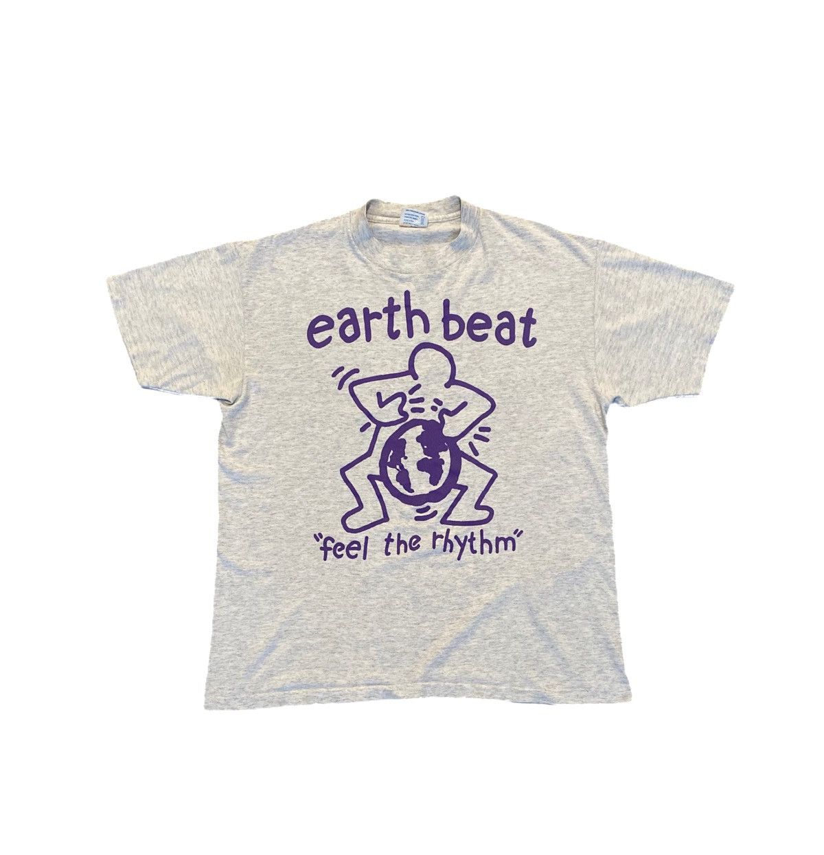 Vintage Keith Haring World Issue Earth newest Beat Feel The Rhythm Large L T-Shirt