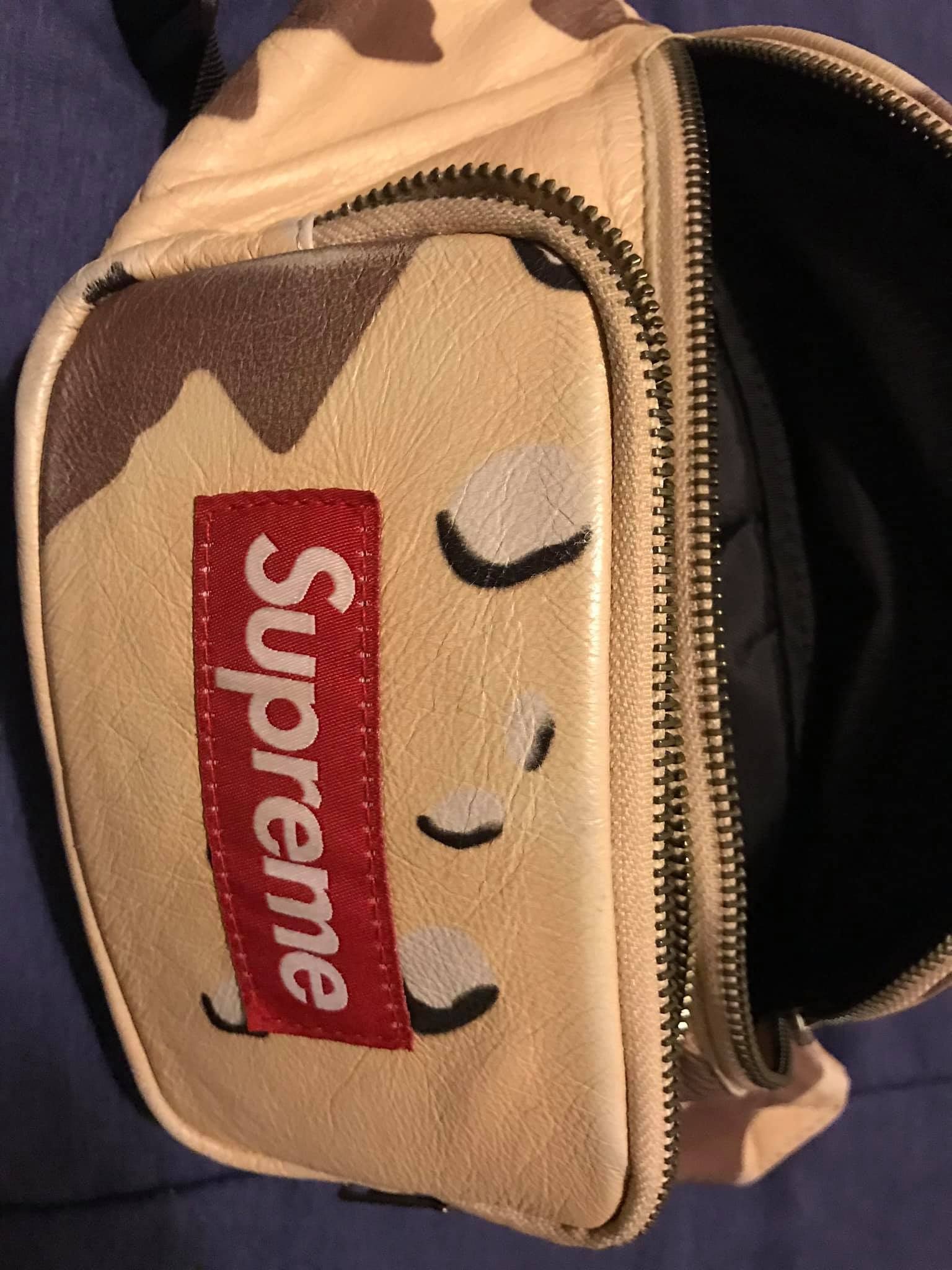 Supreme Leather Waist Bag Desert Camo