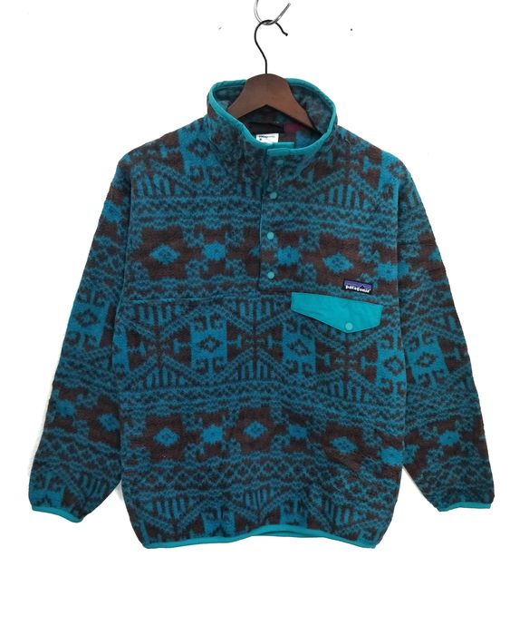 Patagonia Rare 90's Patagonia Fleece Jumper Tribal Total Pattern Art ...