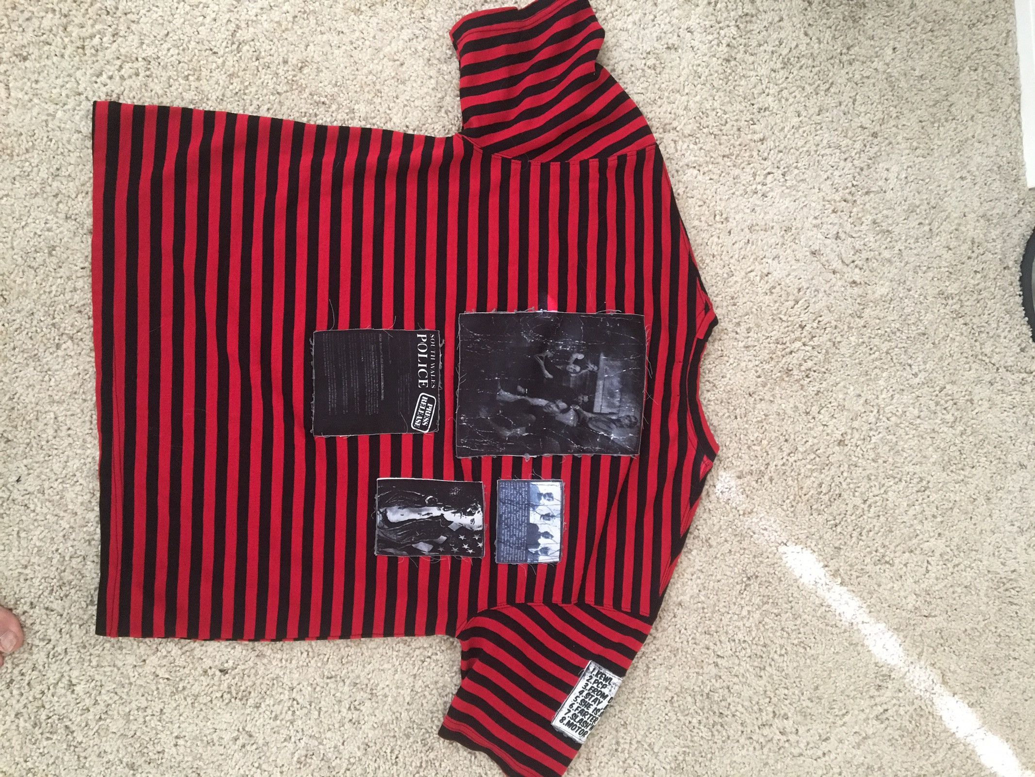 関税・送料込 RAF SIMONS Striped Patches シャツ Buy Raf Simons Redux Striped Sweater With Patches 'Off White