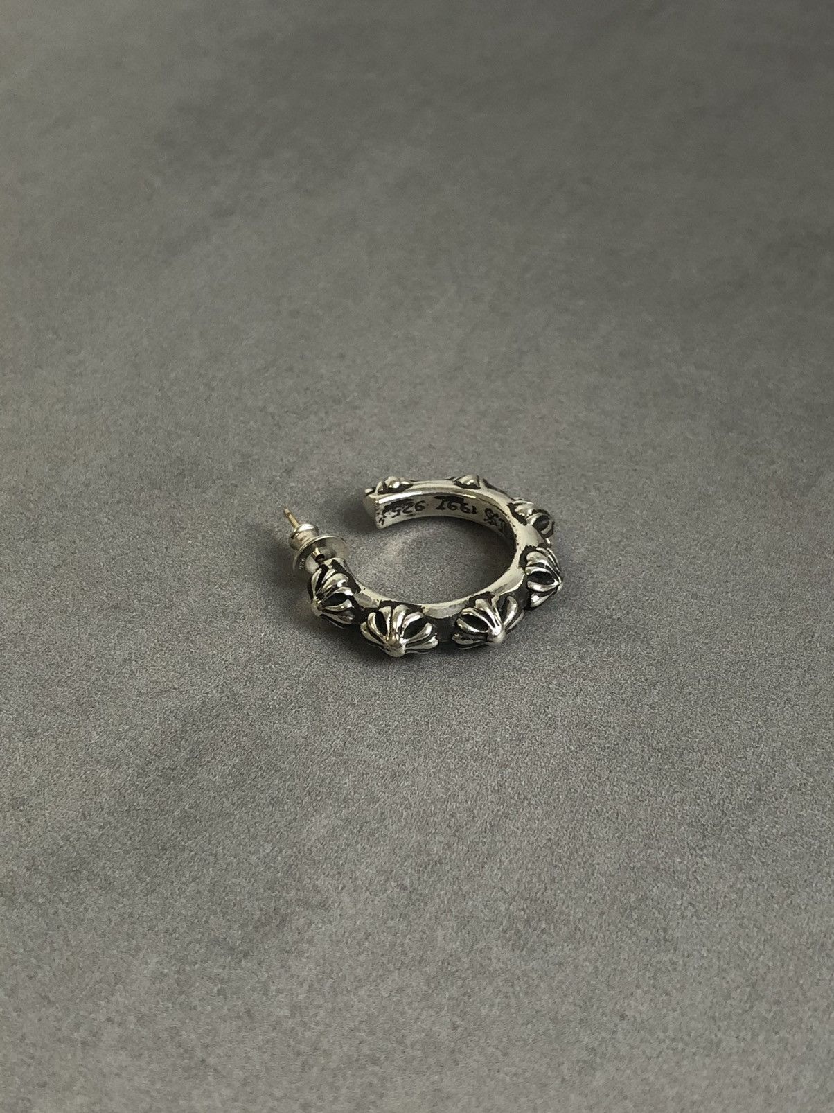 Chrome Hearts Plus Hoop Earring With 14k Gold Back Tip