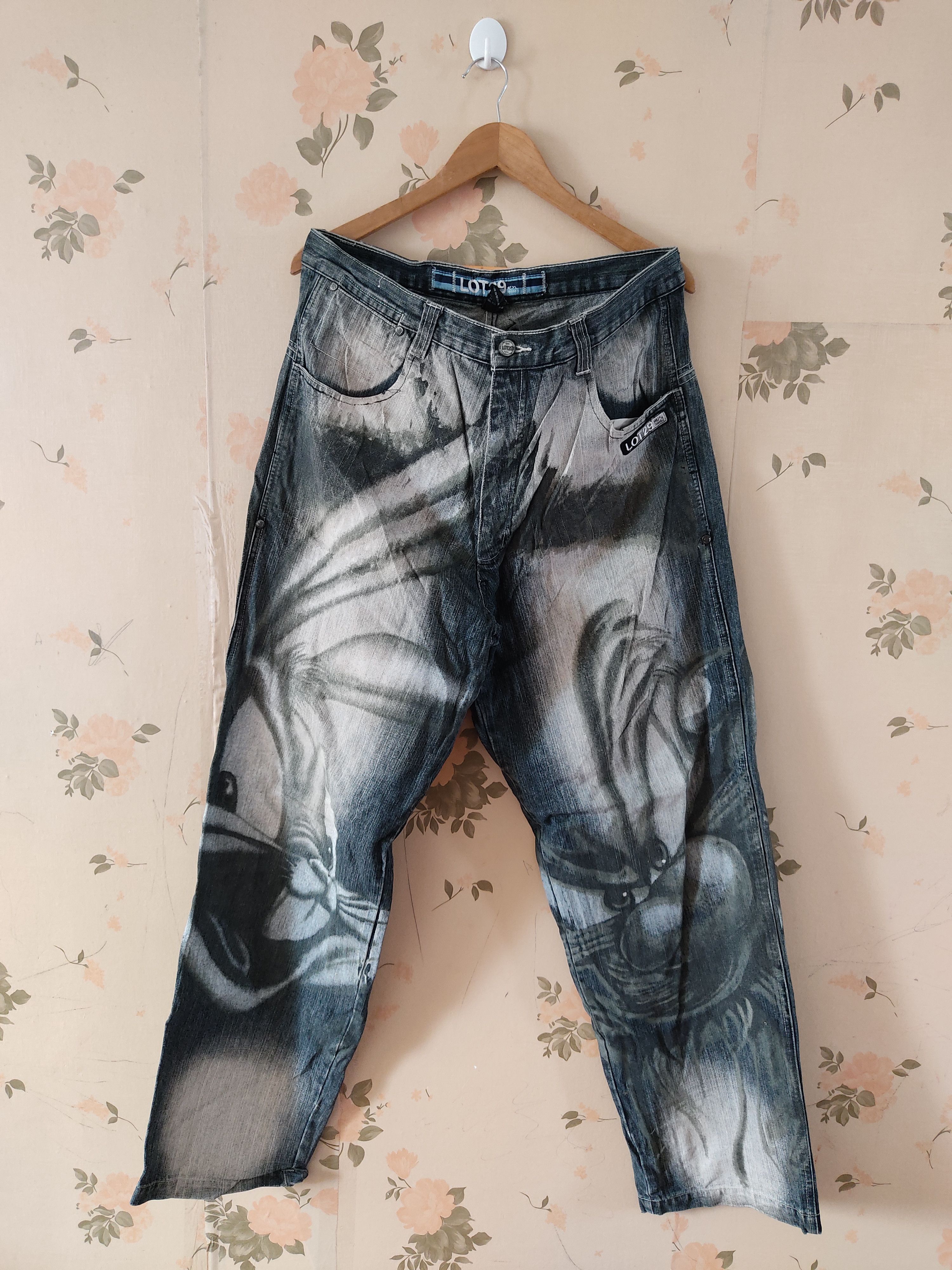 image of Art x Vintage Lot 29 Jeans Pants in Gray/White, Men's (Size 35)