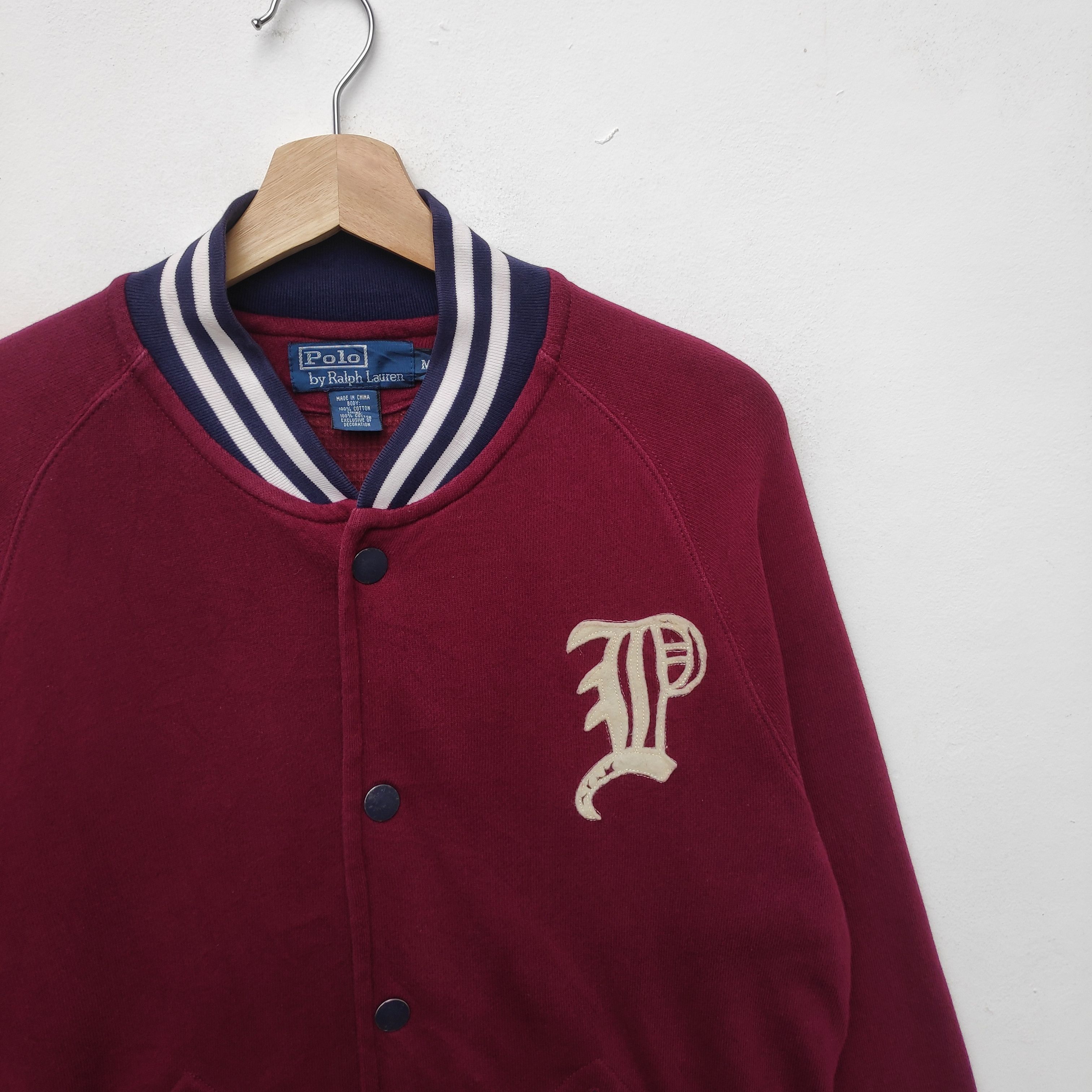 Polo Ralph Lauren × Ralph Lauren × Vintage Vintage POLO RALPH LAUREN Varsity Jacket Medium Maroon Size US M / EU 48-50 / 2 - 3 Thumbnail
