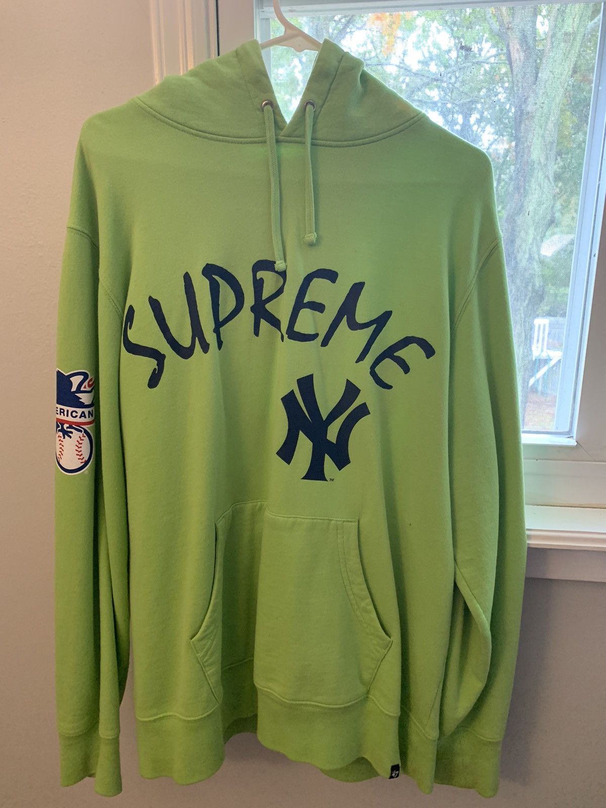 Supreme 2015 x Yankees Hoodie - Blue Sweatshirts & Hoodies, Clothing -  WSPME58209