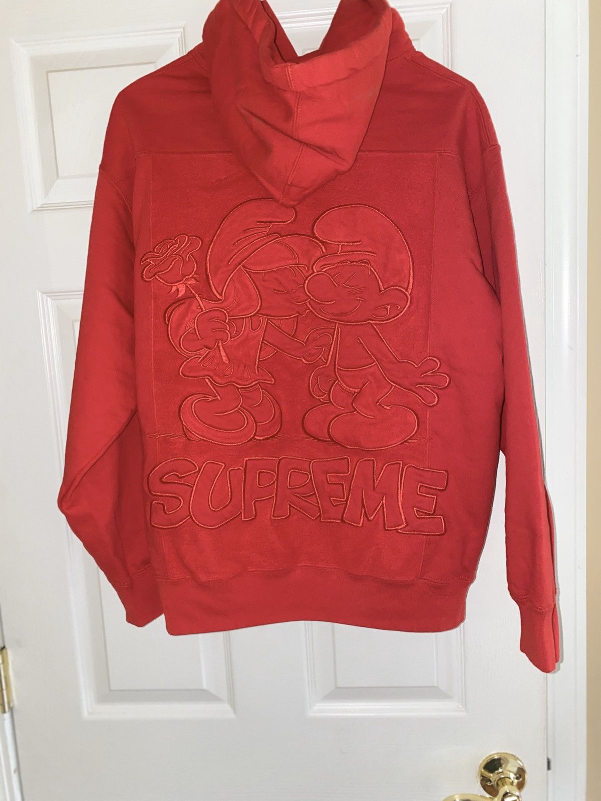 Supreme Supreme/Smurfs Hooded Sweatshirt Red FW20 Size M | Grailed