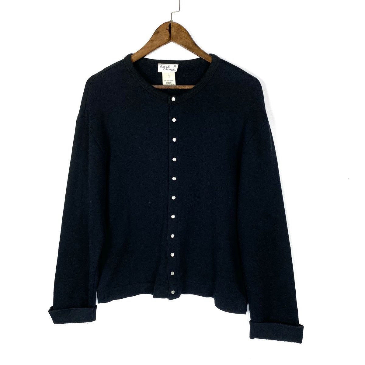 agnès b. HOMME Cardigan black Bronze snap cardigan