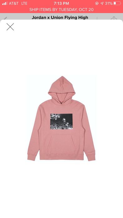 Jordan x union flying high hooded sweatshirt rust pink new arrivals