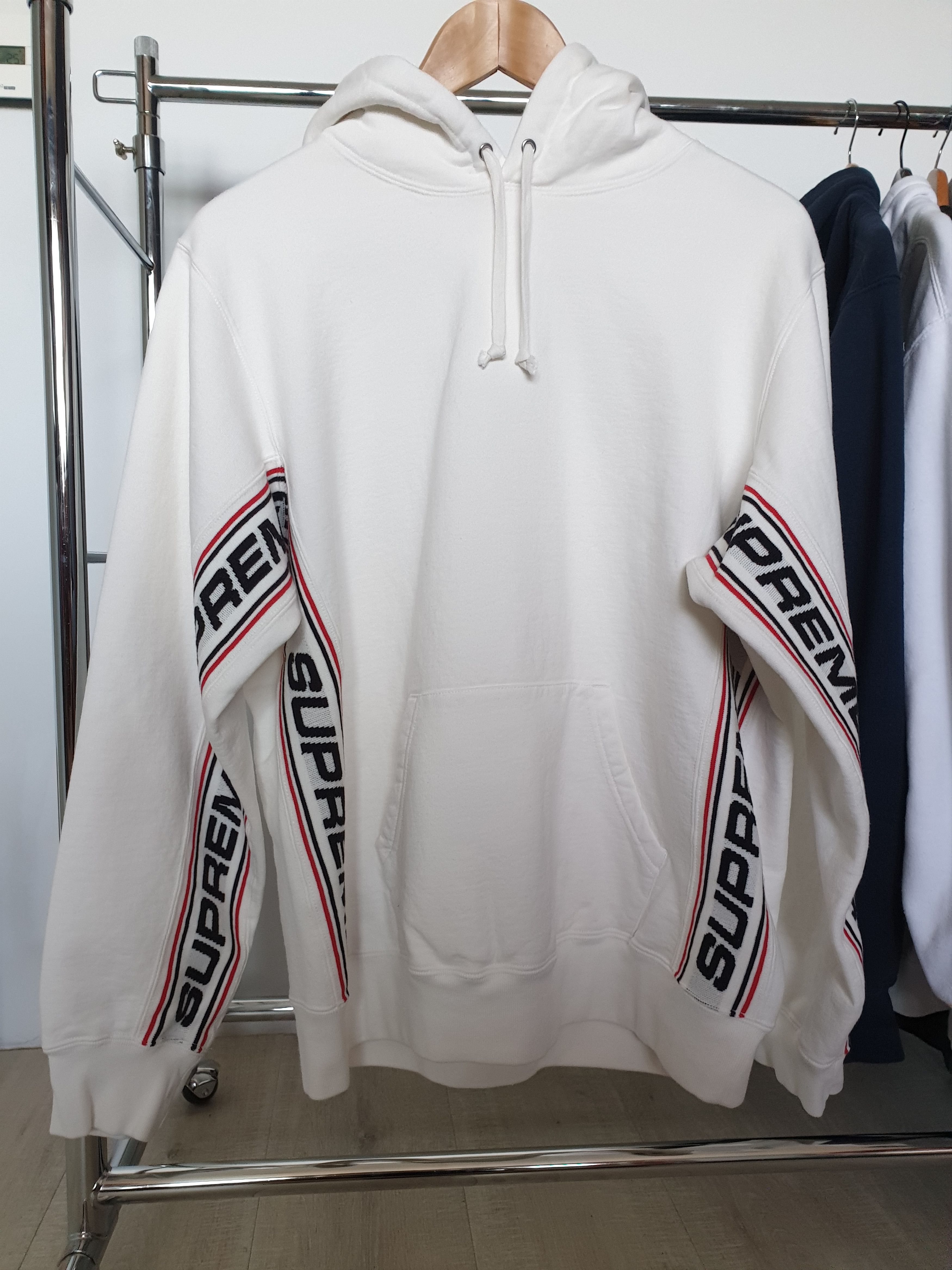 Supreme text rib hooded sweatshirt online