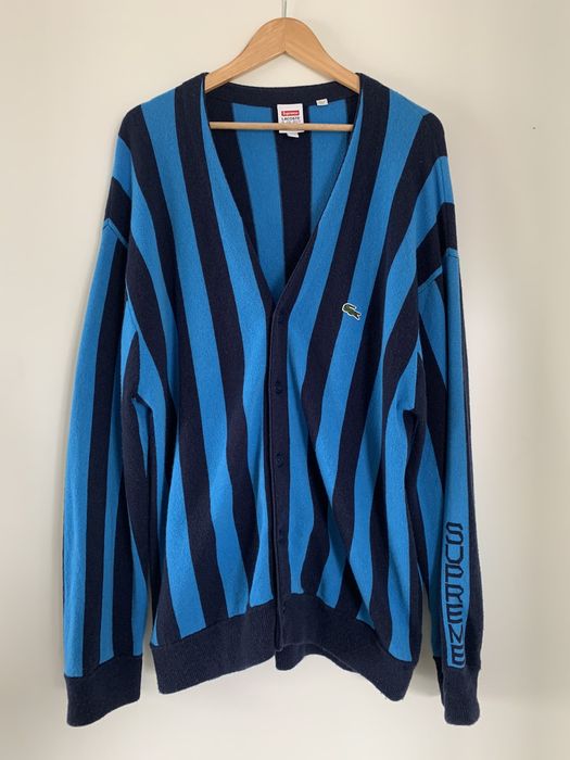 Supreme Supreme®/LACOSTE Stripe Cardigan Style: Navy Size: Medium