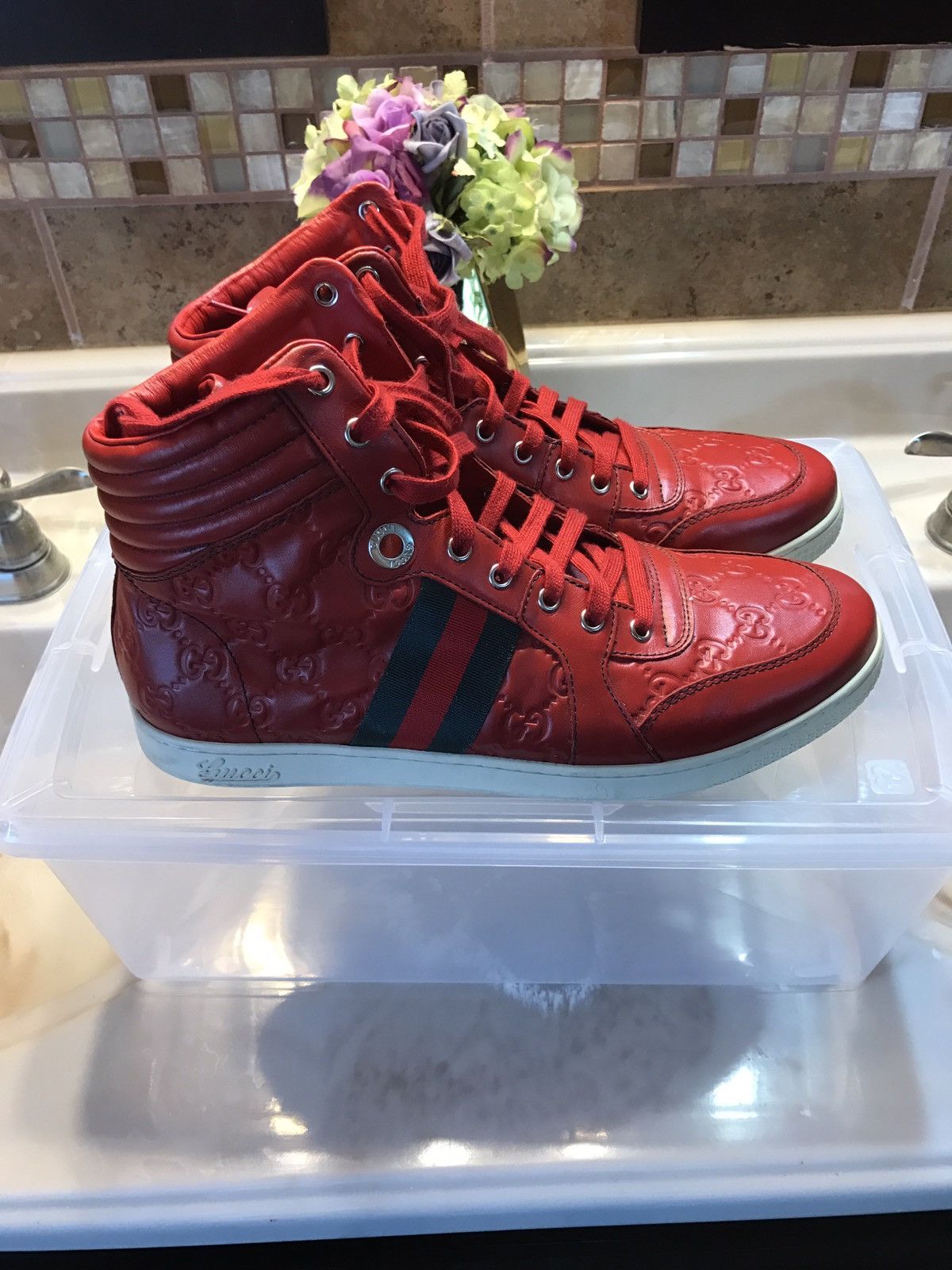mens red gucci sneakers