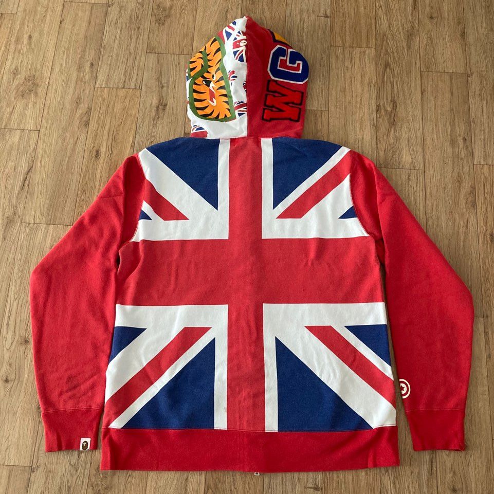 Bape BAPE Union Jack Shark Full Zip Hoodie Red 2017 UK Size US XXL / EU 58 / 5 - 2 Thumbnail