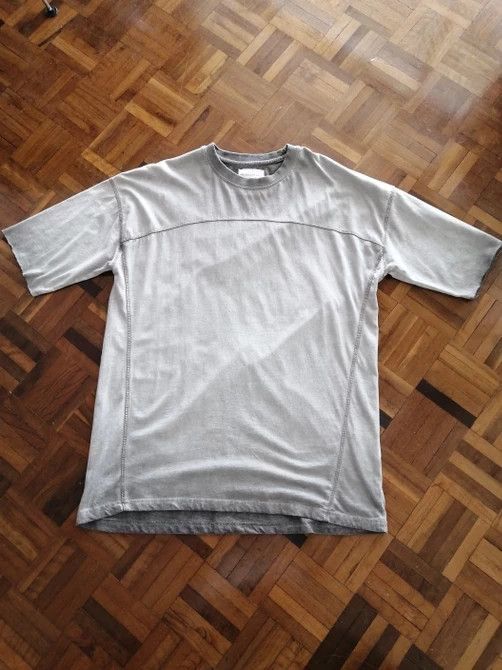 image of Avant Garde Grey Cold-Dyed Cut & Sew Oversized T-Shirt, Men's (Size Medium)