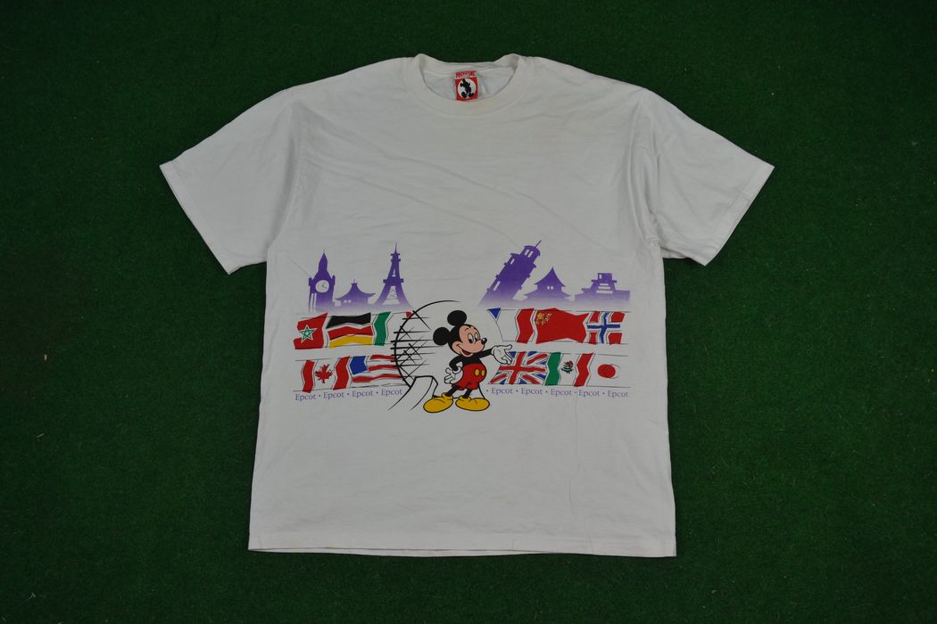 Vintage Disney Designs Epcot World Flags Mickey Mouse Tank Top