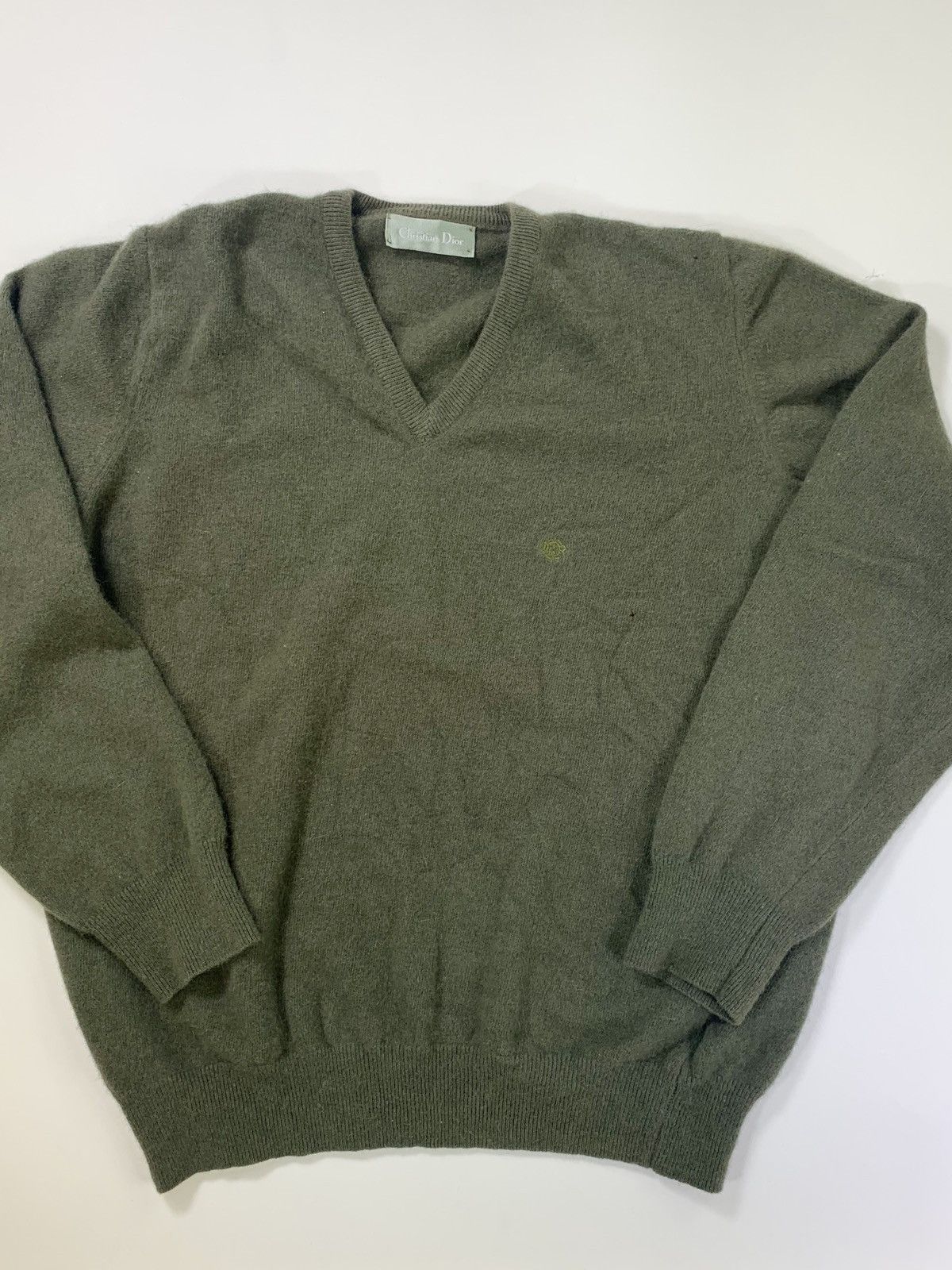 Christian Dior Monsieur × Dior × Vintage Vintage Christian Dior Olive Cashmere Knit Sweater Size US S / EU 44-46 / 1 - 2 Thumbnail