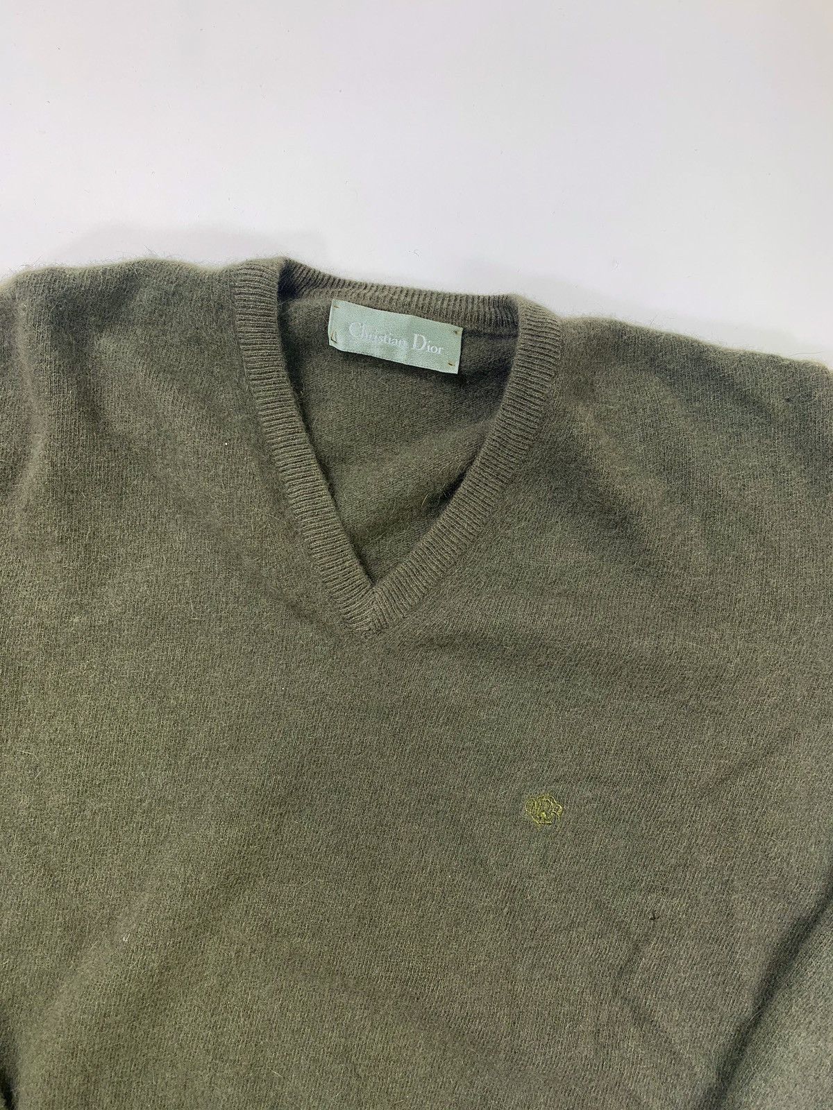 Christian Dior Monsieur × Dior × Vintage Vintage Christian Dior Olive Cashmere Knit Sweater Size US S / EU 44-46 / 1 - 1 Thumbnail