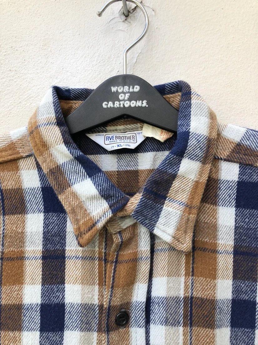 Flannel Vintage 70s 80s Five Brother Usa Checkered Flannel Shirt Size US XL / EU 56 / 4 - 2 Thumbnail