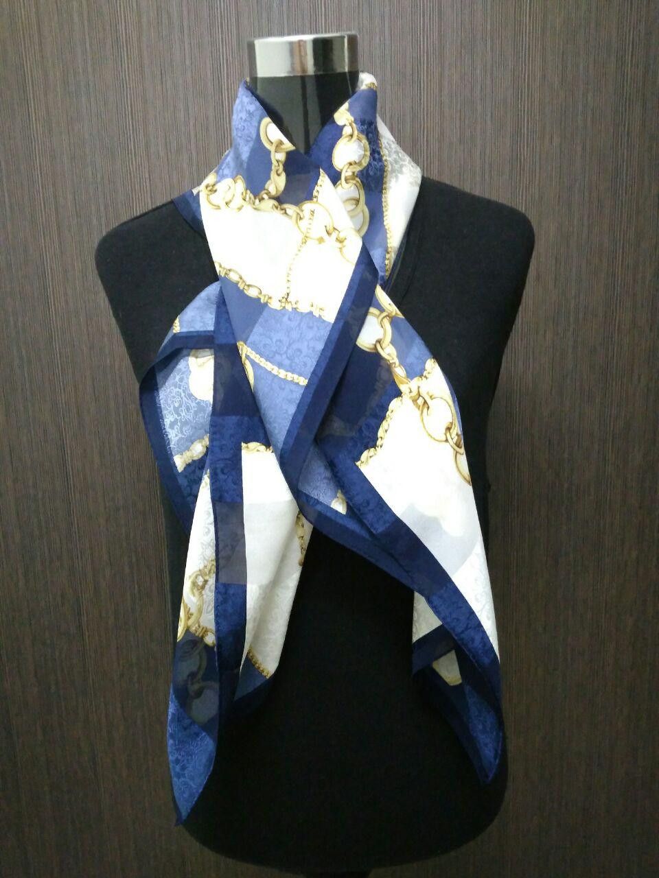 Lui di Lancetti LANCETTI Gold Chains Silk Scarf Muffler Shawl Scarves Size ONE SIZE - 2 Thumbnail