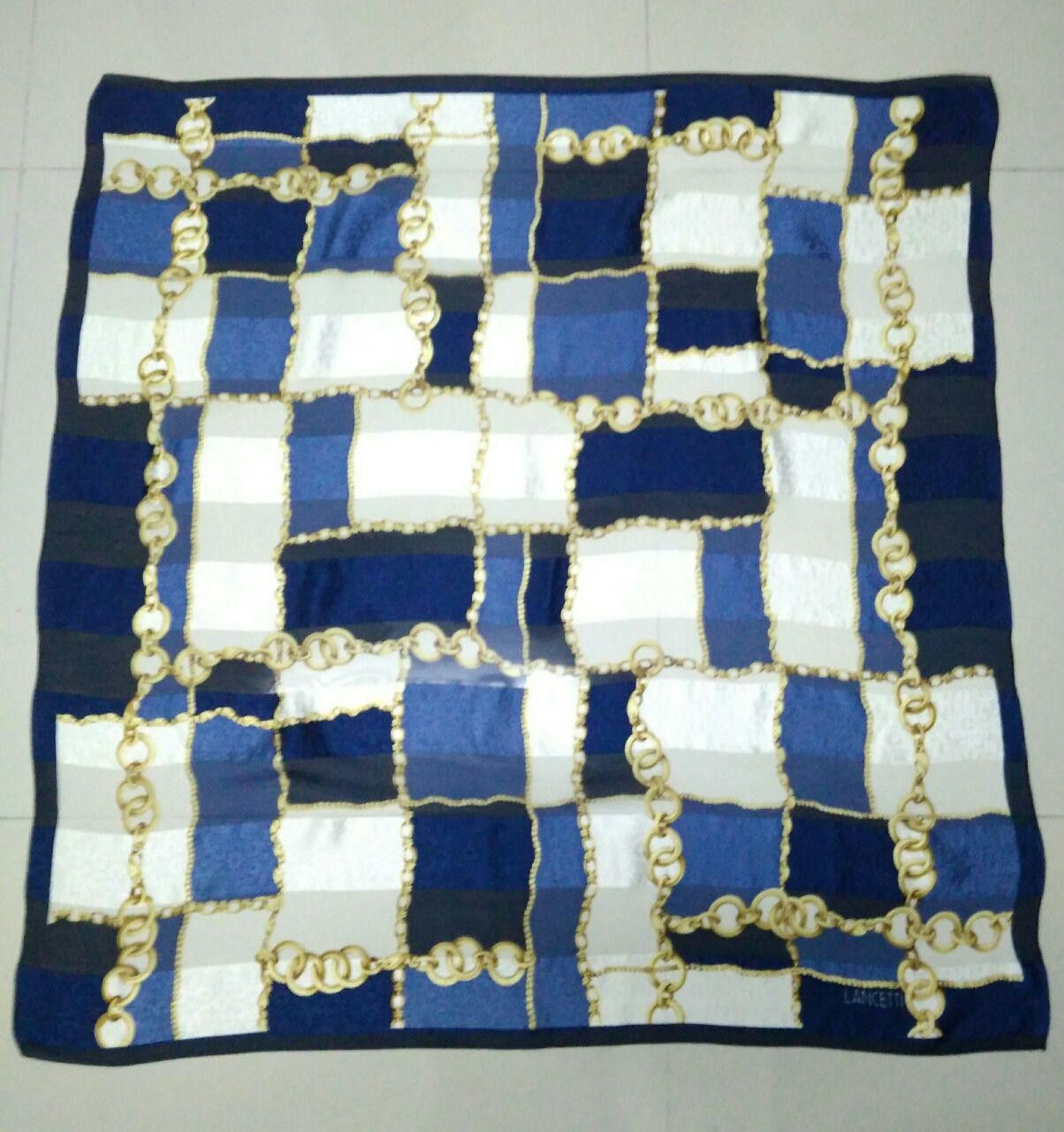 Lui di Lancetti LANCETTI Gold Chains Silk Scarf Muffler Shawl Scarves Size ONE SIZE - 3 Thumbnail