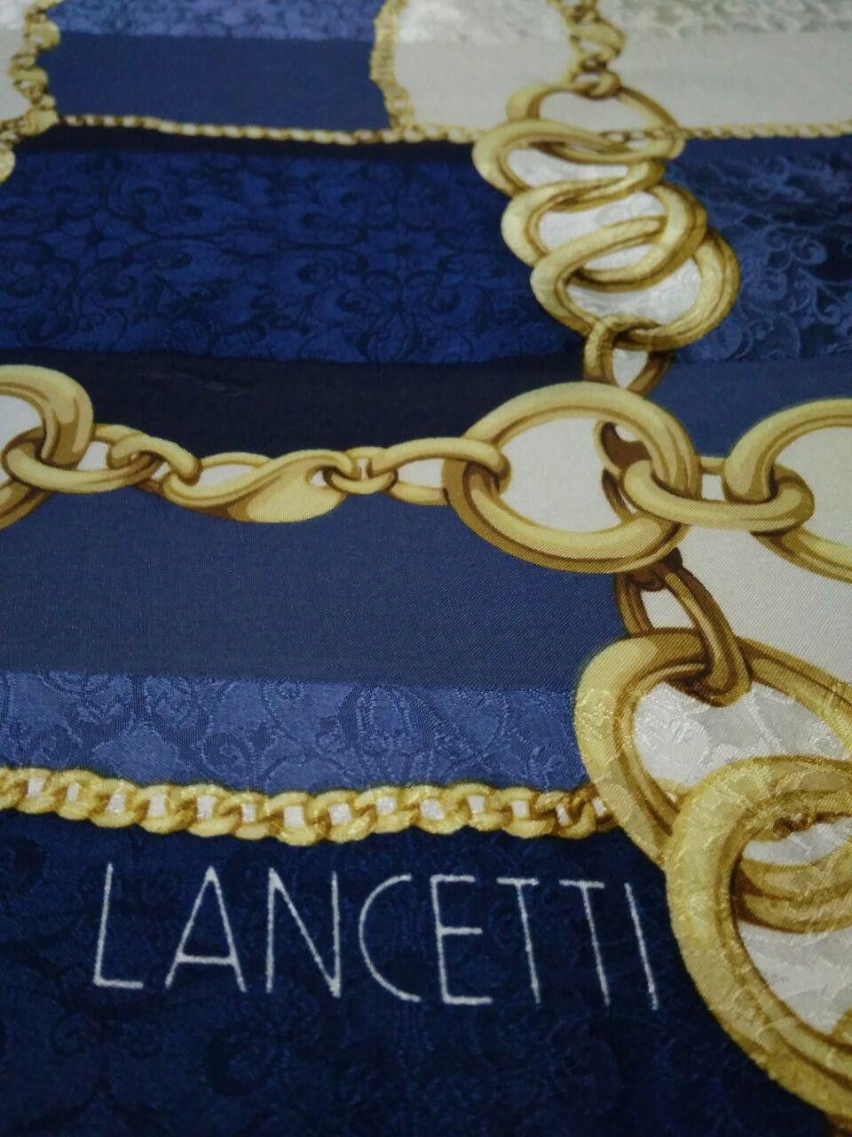 Lui di Lancetti LANCETTI Gold Chains Silk Scarf Muffler Shawl Scarves Size ONE SIZE - 4 Thumbnail