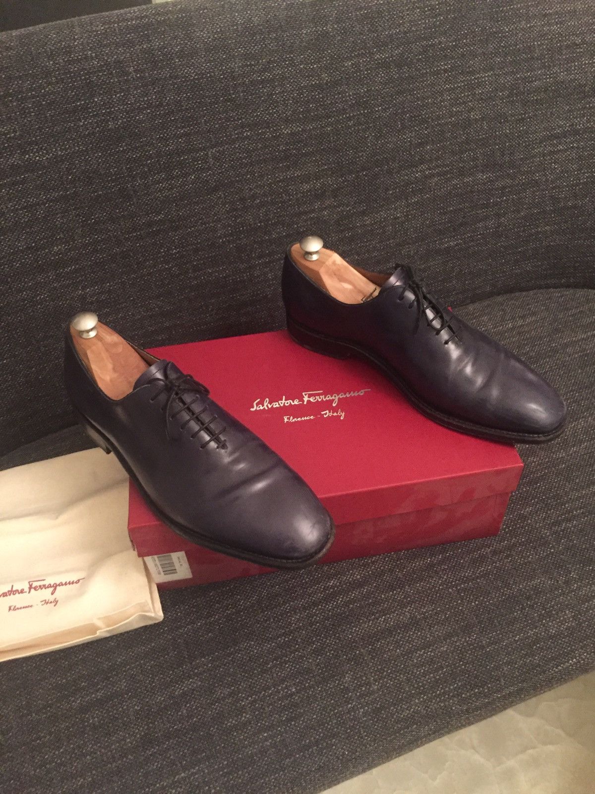 Salvatore Ferragamo Tramezza Carmelo Navy Blue Oxford Grailed