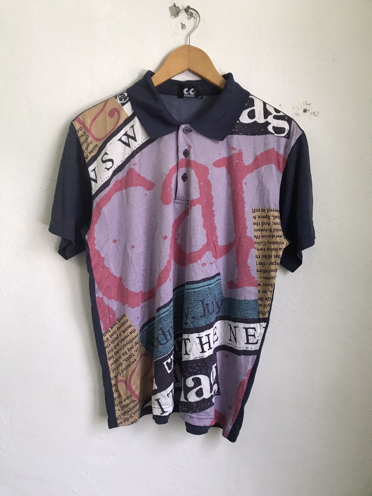 Japanese Brand × Kansai Yamamoto × Vintage Vintage Kansai Cc Overprint Polo Tee Size US L / EU 52-54 / 3 - 1 Thumbnail