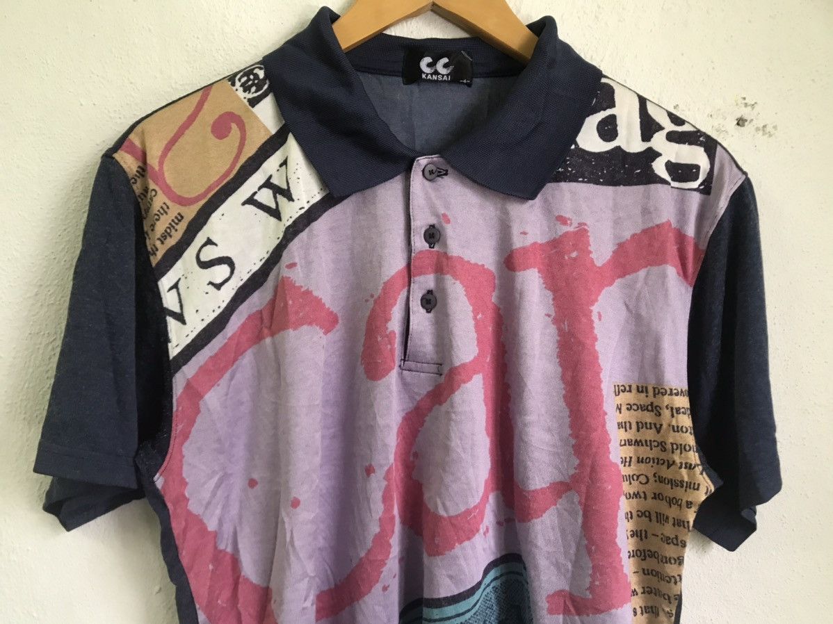 Japanese Brand × Kansai Yamamoto × Vintage Vintage Kansai Cc Overprint Polo Tee Size US L / EU 52-54 / 3 - 4 Thumbnail