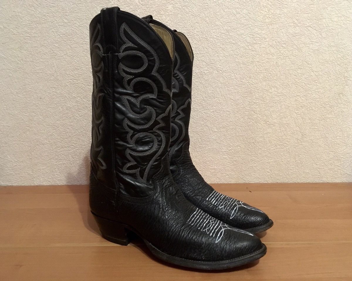 Justin × Vintage Justin Black Leather Pattern Boots 9D Made in USA Size US 9 / EU 42 - 7 Thumbnail