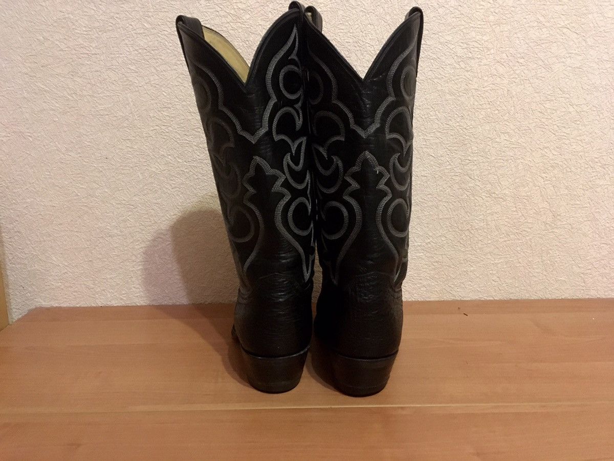 Justin × Vintage Justin Black Leather Pattern Boots 9D Made in USA Size US 9 / EU 42 - 4 Thumbnail