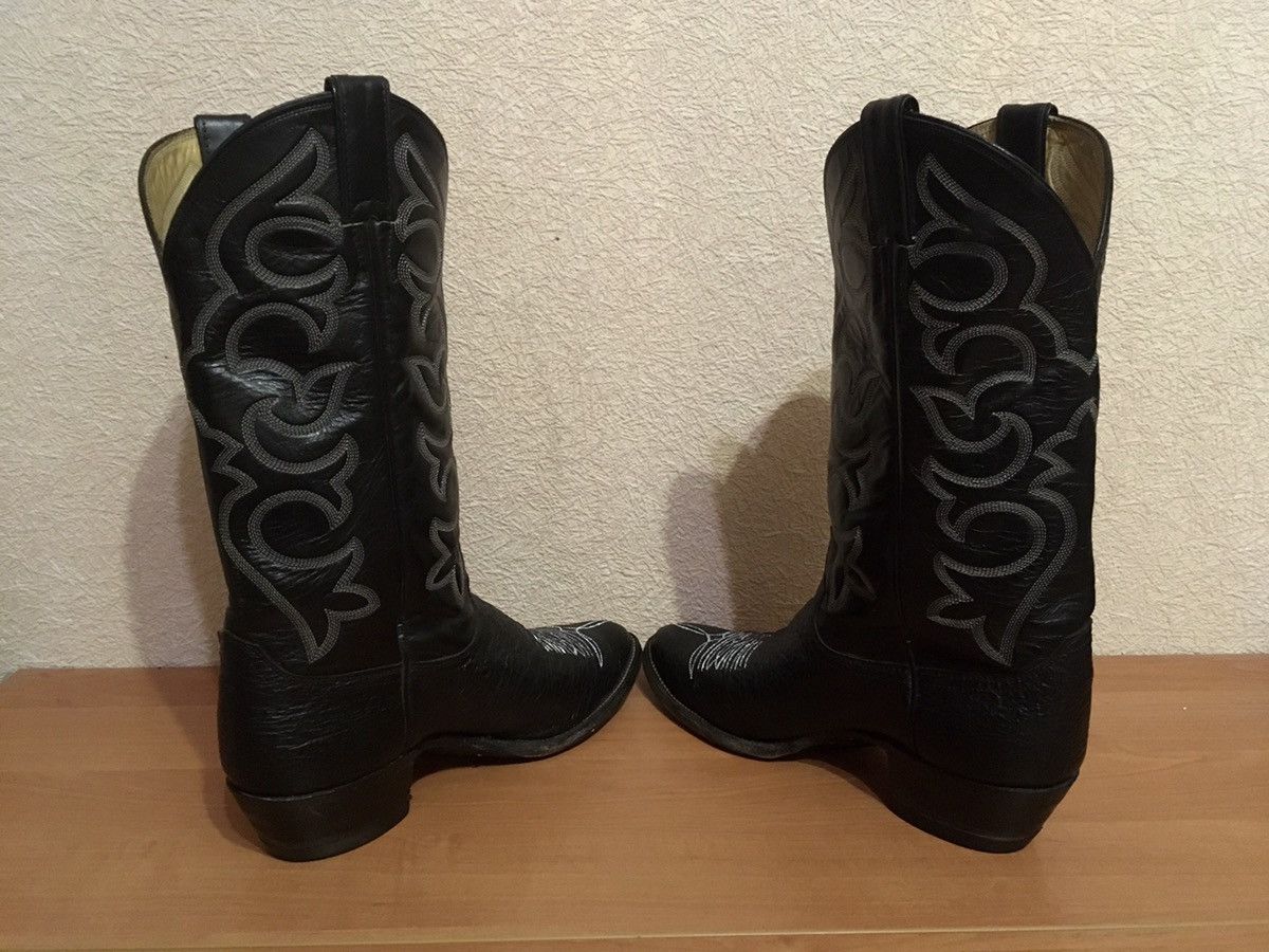 Justin × Vintage Justin Black Leather Pattern Boots 9D Made in USA Size US 9 / EU 42 - 5 Thumbnail