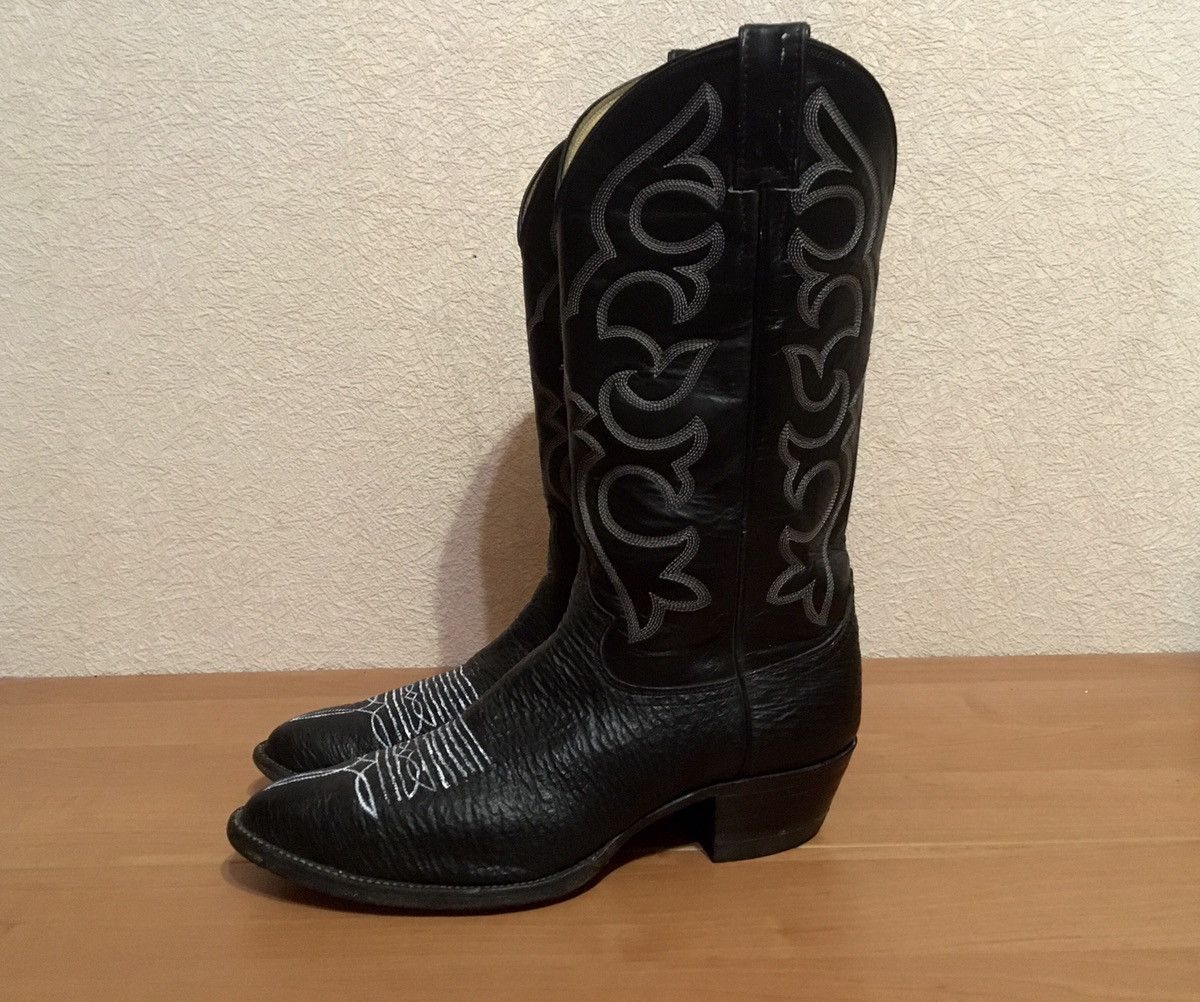 Justin × Vintage Justin Black Leather Pattern Boots 9D Made in USA Size US 9 / EU 42 - 2 Thumbnail