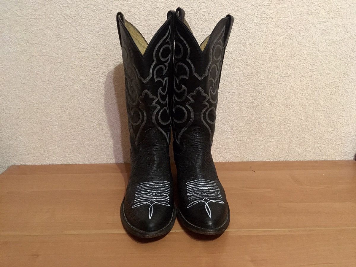 Justin × Vintage Justin Black Leather Pattern Boots 9D Made in USA Size US 9 / EU 42 - 3 Thumbnail