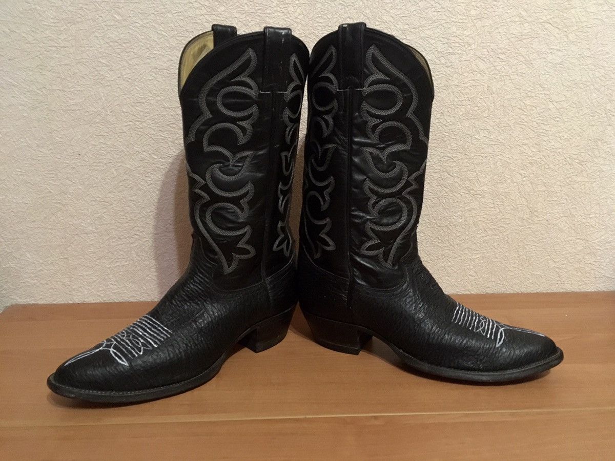 Justin × Vintage Justin Black Leather Pattern Boots 9D Made in USA Size US 9 / EU 42 - 6 Thumbnail