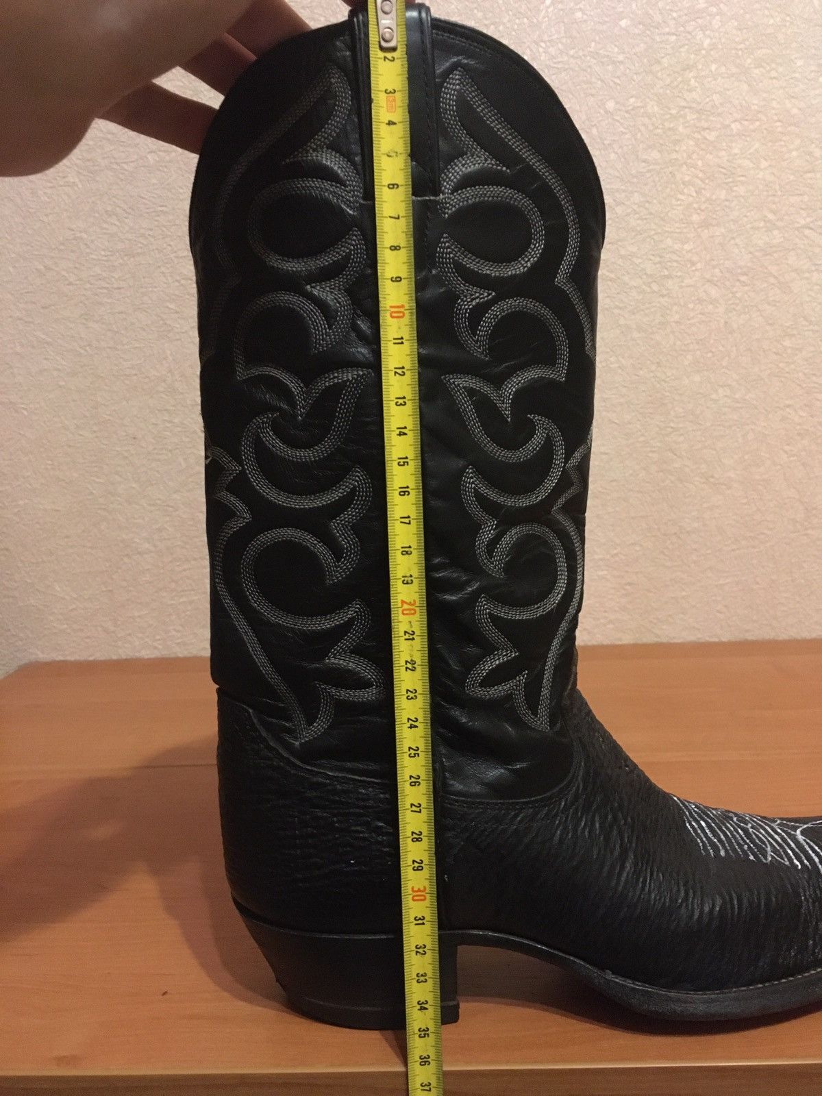 Justin × Vintage Justin Black Leather Pattern Boots 9D Made in USA Size US 9 / EU 42 - 11 Thumbnail