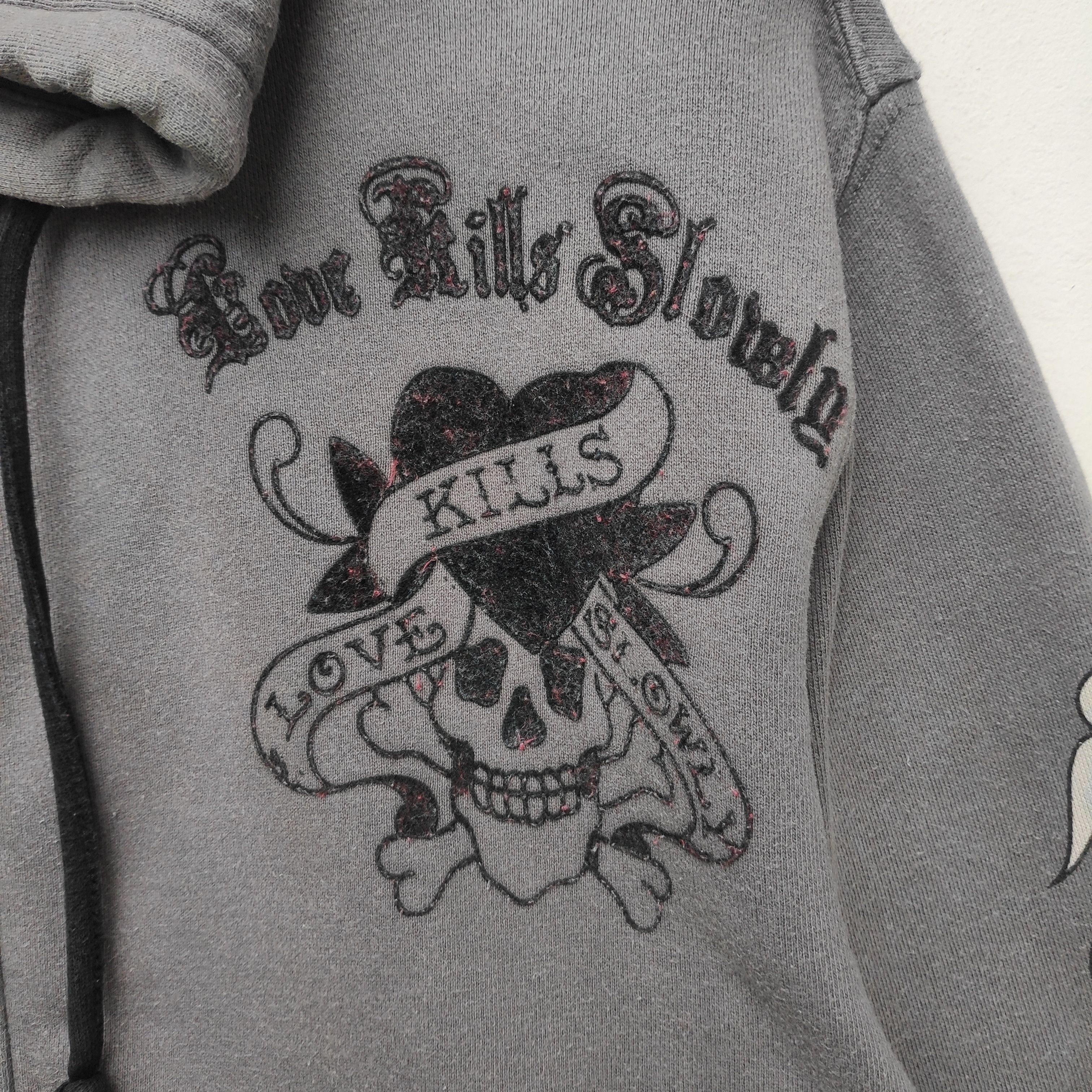 Christian Audigier × Ed Hardy Ed Hardy Hoodie Large Size Gray Love kills Slowly Size US L / EU 52-54 / 3 - 6 Thumbnail