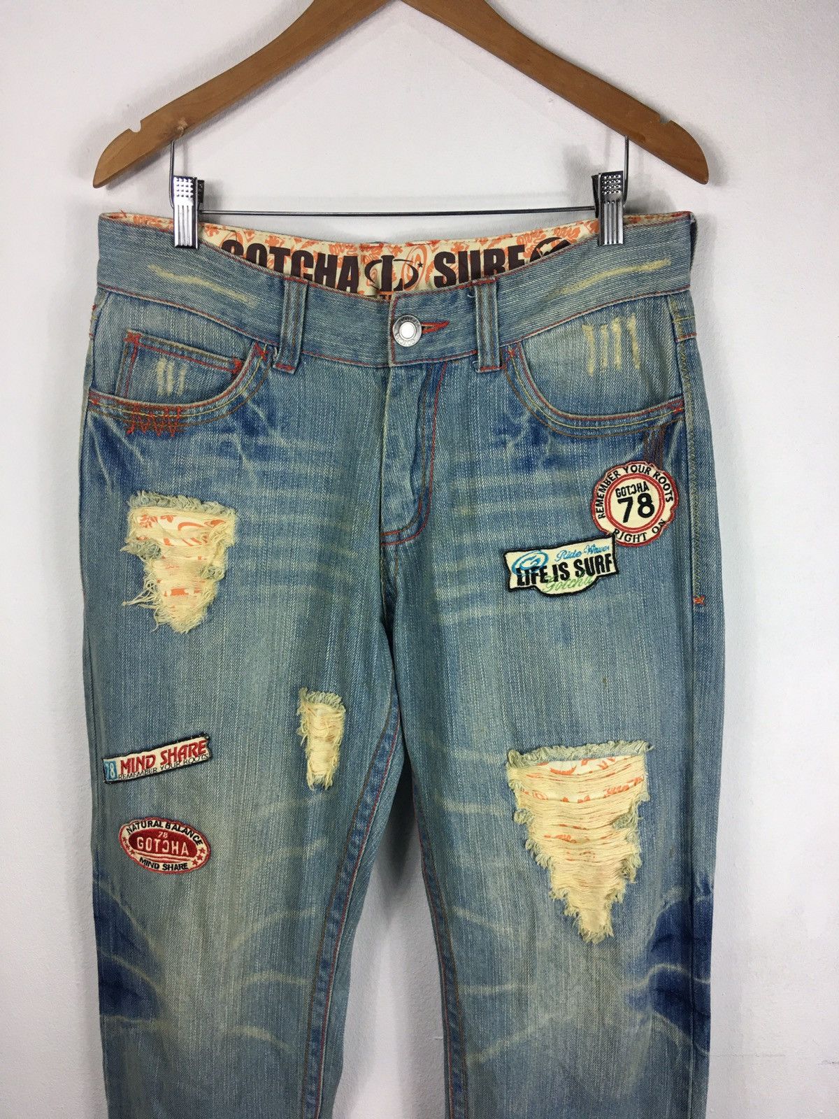 Gotcha Gotcha Surf Distressed Denim Style Jeans Size US 32 / EU 48 - 18 Thumbnail