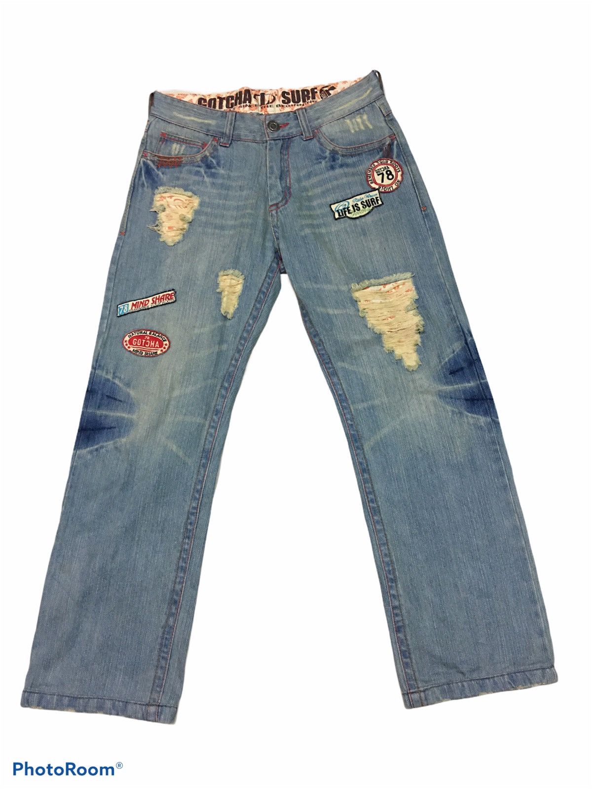 Gotcha Gotcha Surf Distressed Denim Style Jeans Size US 32 / EU 48 - 2 Thumbnail