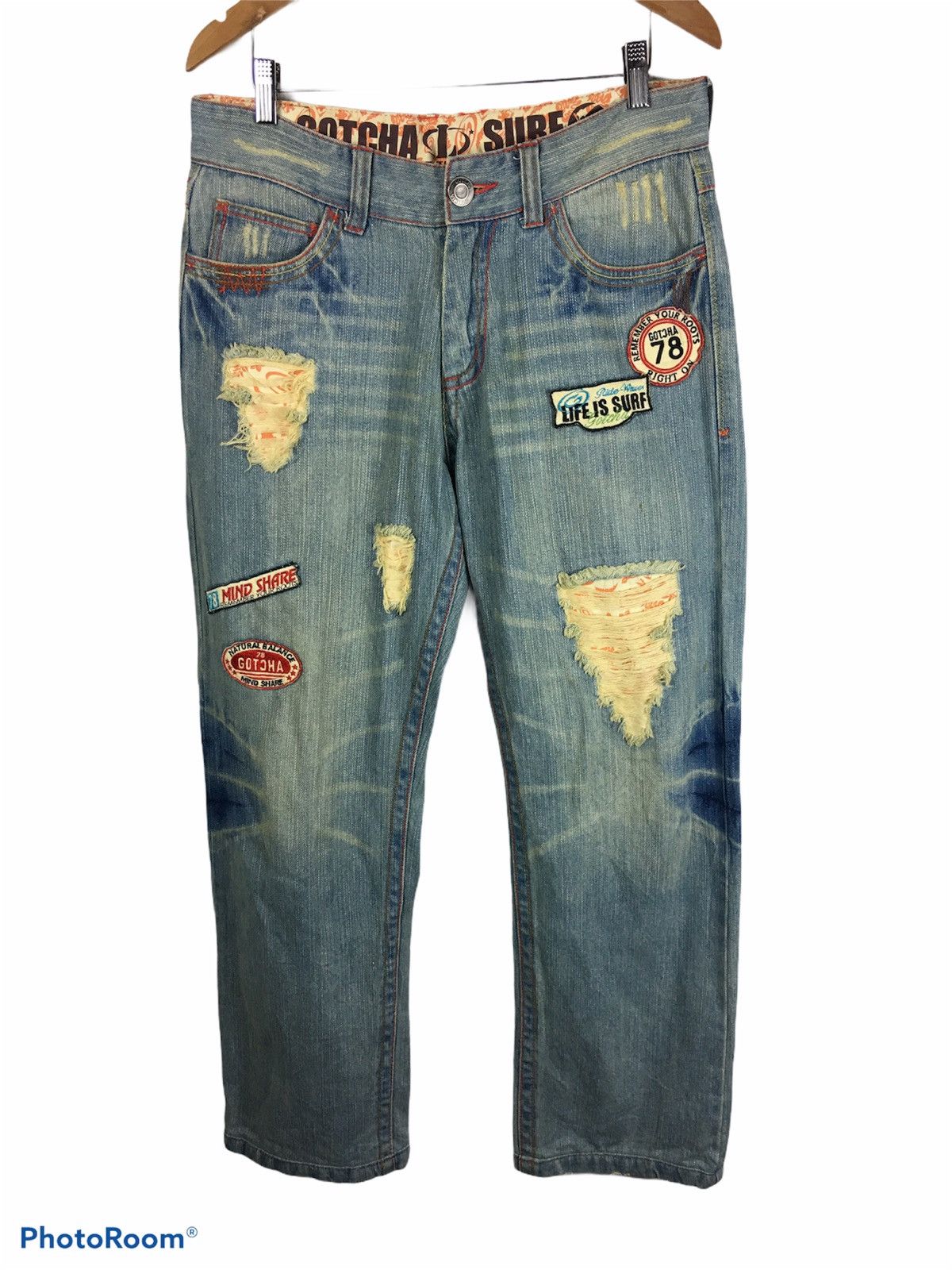 Gotcha Gotcha Surf Distressed Denim Style Jeans Size US 32 / EU 48 - 1 Thumbnail
