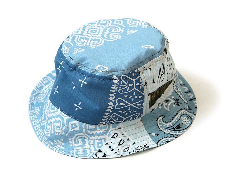 Kapital KAPITAL bandana patchwork bucket hat short brim sax | Grailed