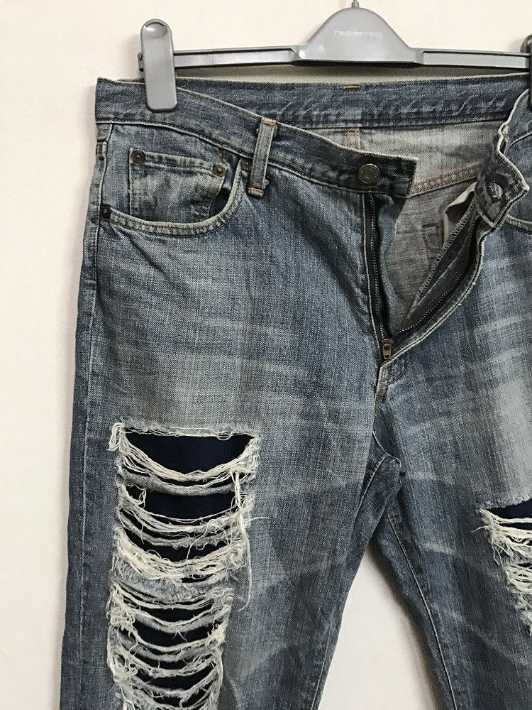 Vintage Blue Way Made in Japan Rips Distressed Denim Jeans Size US 34 / EU 50 - 4 Thumbnail