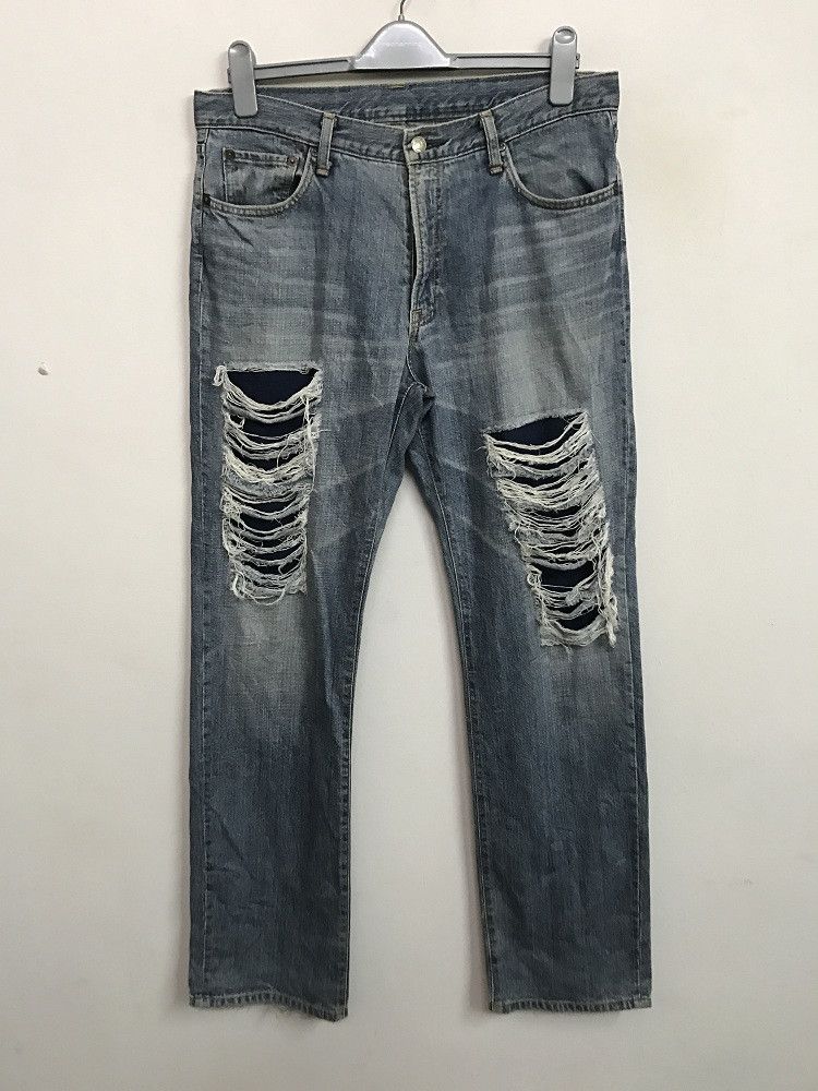 Vintage Blue Way Made in Japan Rips Distressed Denim Jeans Size US 34 / EU 50 - 1 Thumbnail