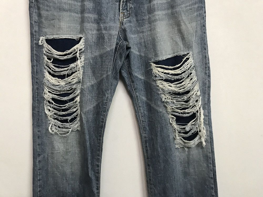Vintage Blue Way Made in Japan Rips Distressed Denim Jeans Size US 34 / EU 50 - 6 Thumbnail