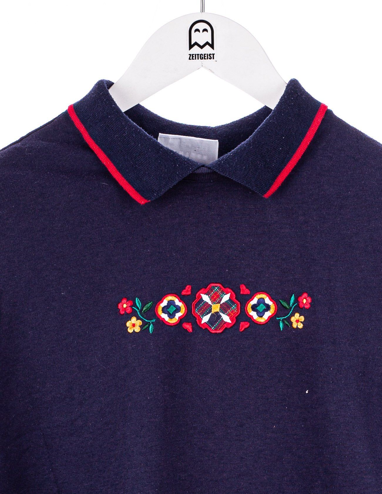 Jantzen Vintage Jantzen Blumen Stick Sweatshirt Navy/Bunt Size US M / EU 48-50 / 2 - 3 Thumbnail