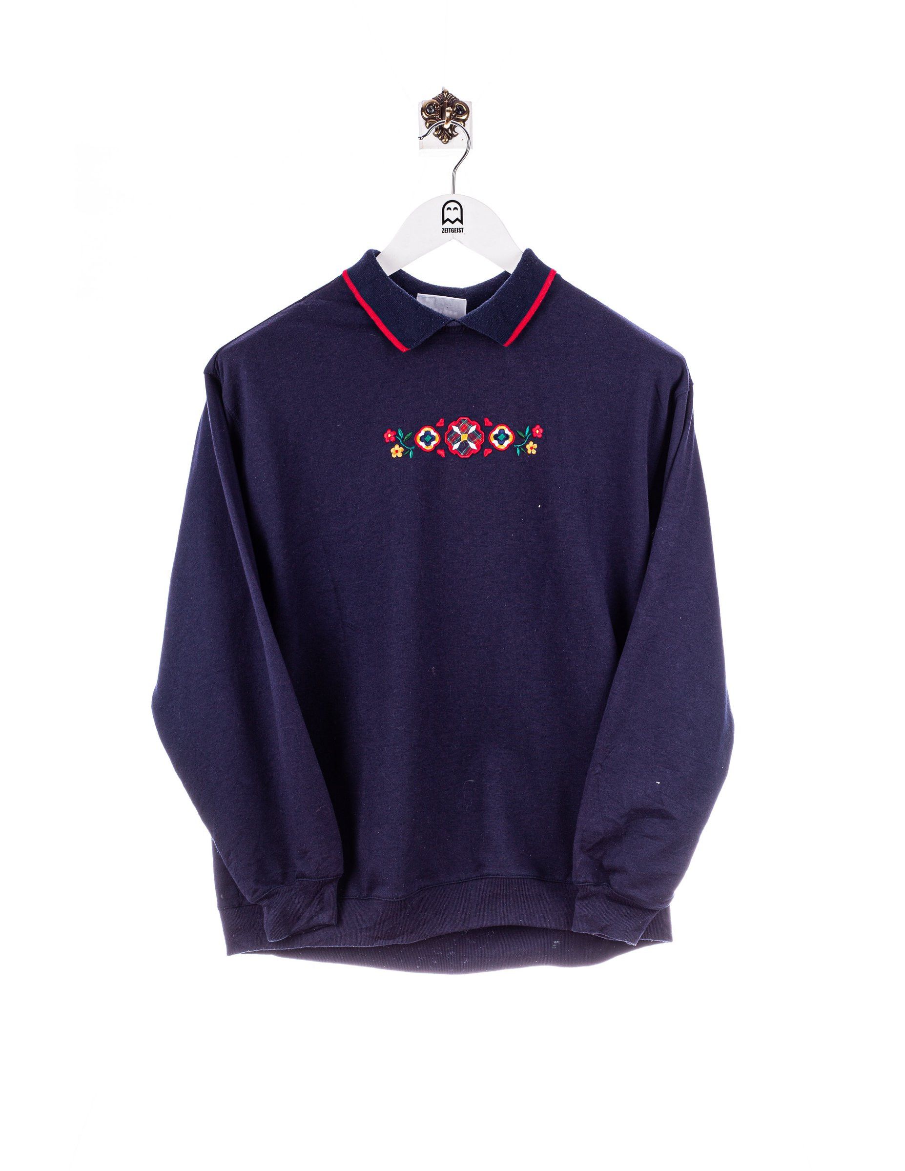 Jantzen Vintage Jantzen Blumen Stick Sweatshirt Navy/Bunt Size US M / EU 48-50 / 2 - 1 Thumbnail